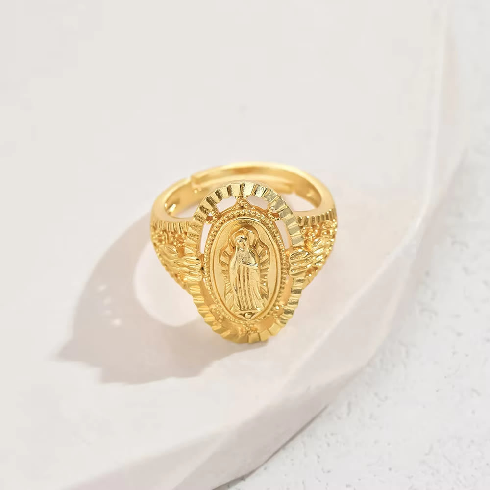 Christianartworkshop The Vintage&Classic Style Our Lady of Guadalupe Ring: A Timeless Tribute to Faith and Elegance - Adjustable(Suitable for AU Size J1/2 - AU Size O) - image 0