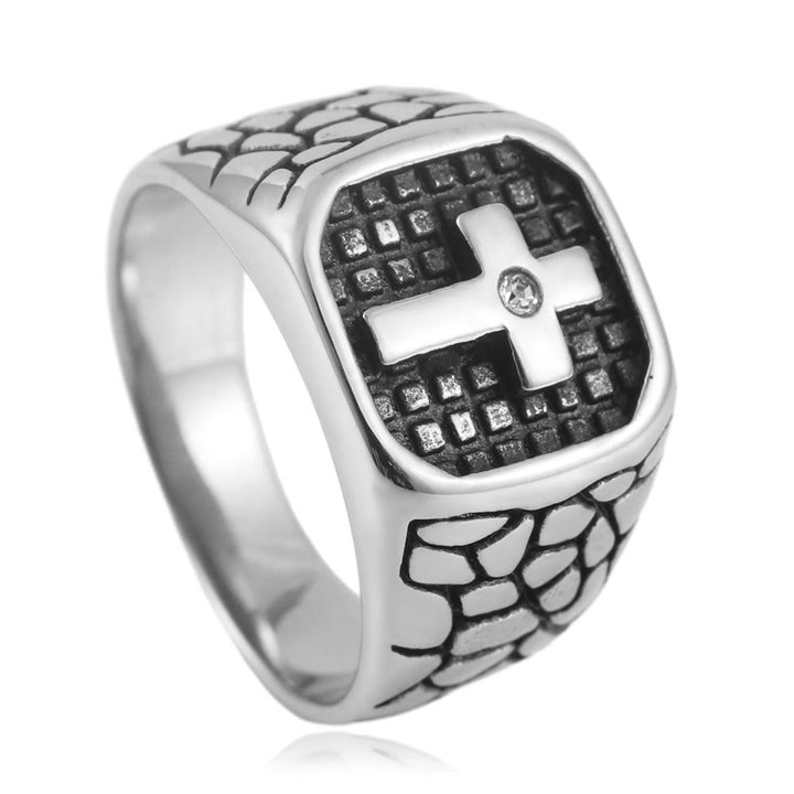 Christianartworkshop The Modern & Minimalist Cross Ring: Understated Elegance Meets Timeless Symbolism - Silver - AU Size Z（US 13） - image 1