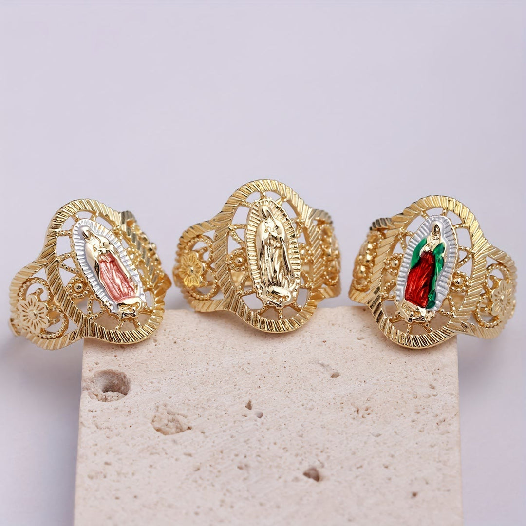 Christianartworkshop 3colors Our Lady of Guadalupe Ring: Understated Elegance Meets Timeless Symbolism - Colorful(US 8) - image 0