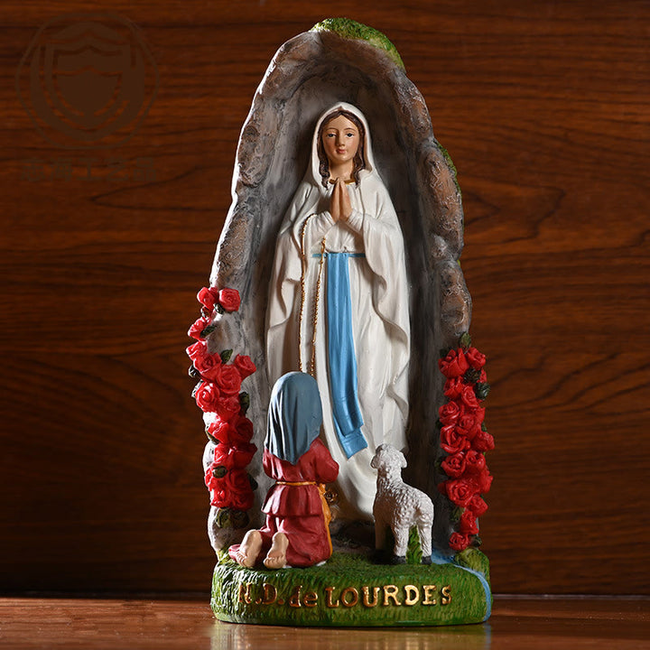 Christianartworkshop Our Lady of Lourdes & Lamb Resin Dekstop Decor Ornament - Resin - image 0