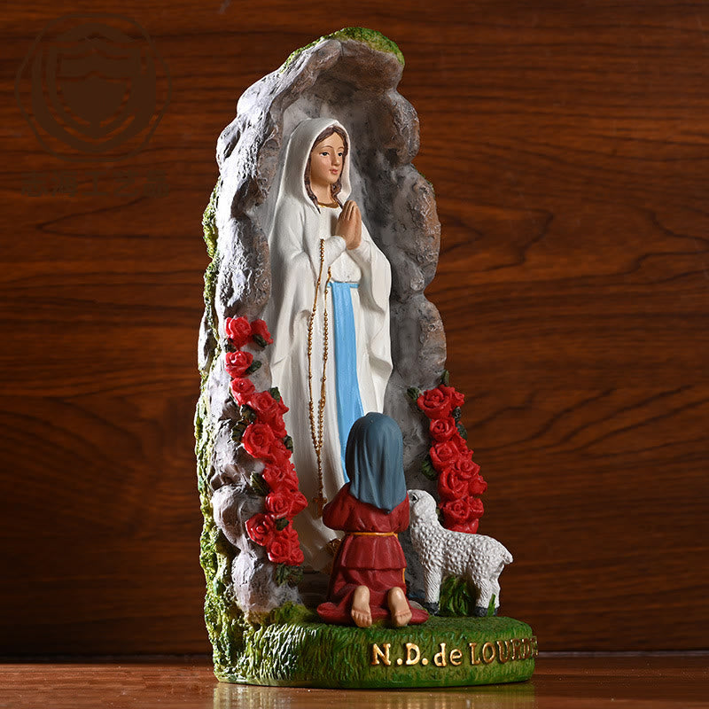 Christianartworkshop Our Lady of Lourdes & Lamb Resin Dekstop Decor Ornament - image 1