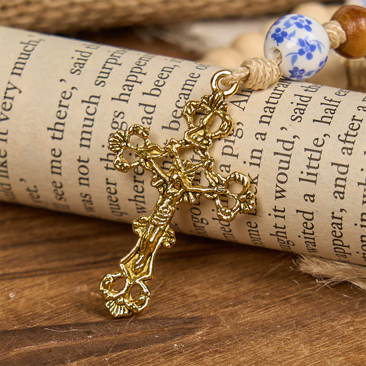 Christianartworkshop Handmade Wooden Ceramics Beads Miraculous Medal & Crucifix Rosary - image 5
