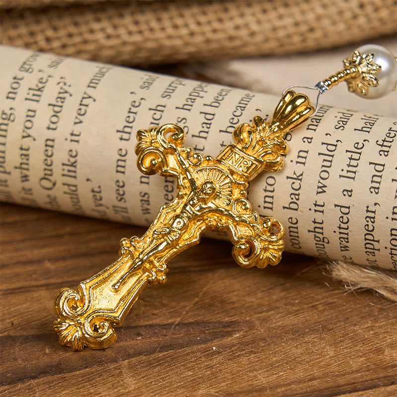 Christianartworkshop Handmade Emerald Green Crystal & Pearl Our Father Beads Divine Grace Rosary - image 7