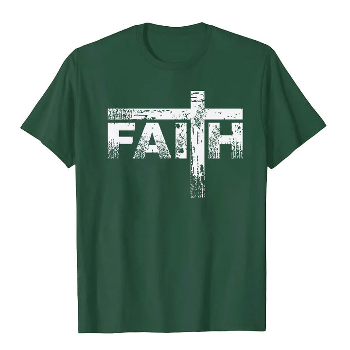 Christianartworkshop The Faith Cross T-Shirt - Dark Green - 2XL - image 6