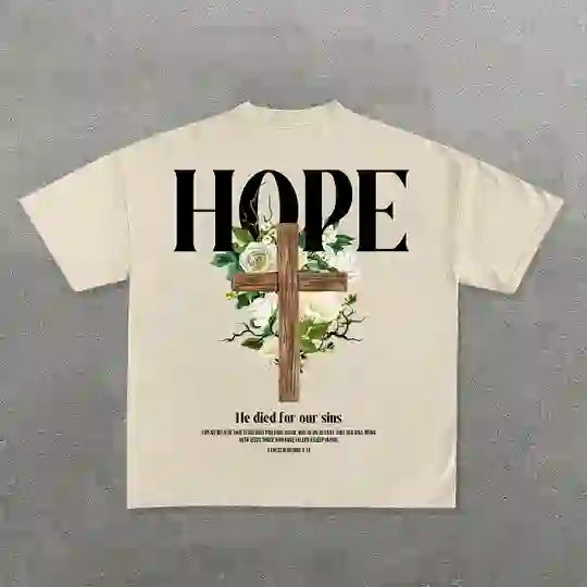 Christianartworkshop Hope Cross Print T-Shirt - Beige - 2XL - image 2