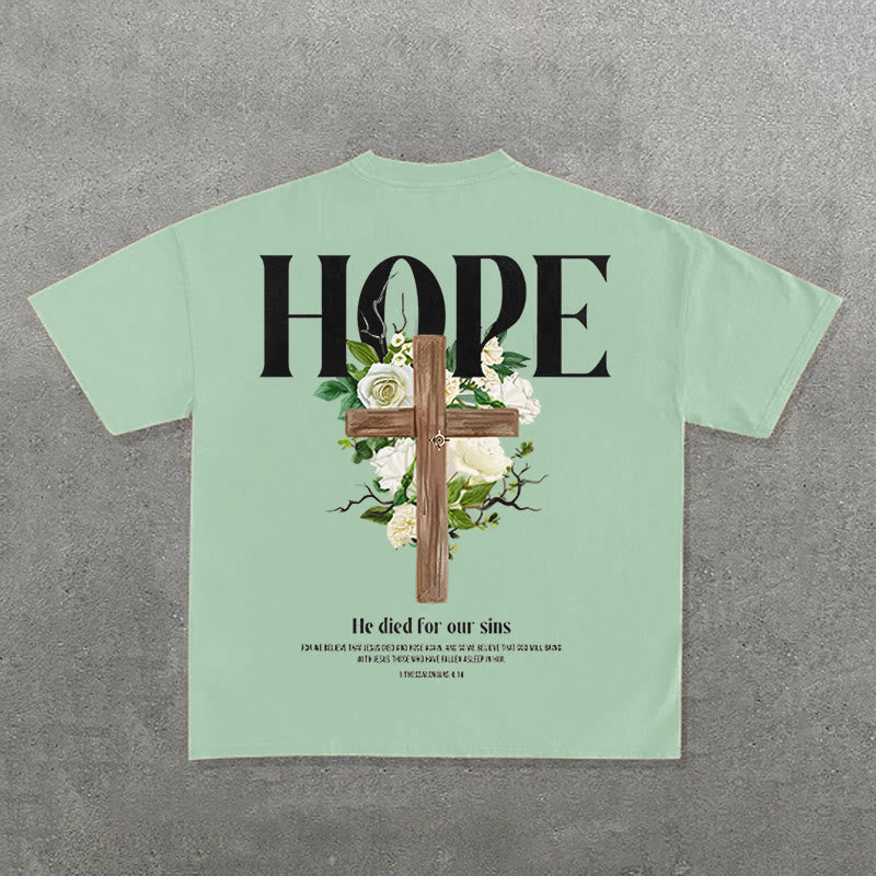 Christianartworkshop Hope Cross Print T-Shirt - Light Green - 2XL - image 5