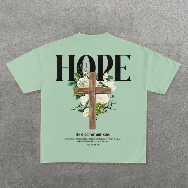Christianartworkshop Hope Cross Print T-Shirt - Light Green - 2XL - image 5