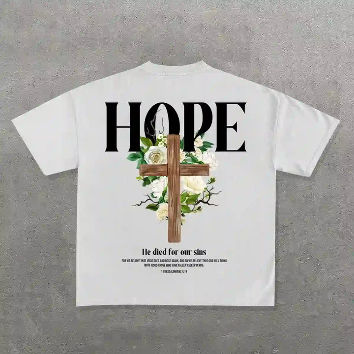 Christianartworkshop Hope Cross Print T-Shirt