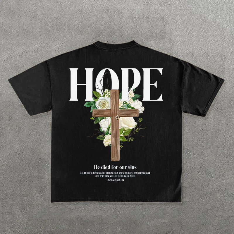 Christianartworkshop Hope Cross Print T-Shirt - Black - 2XL - image 0