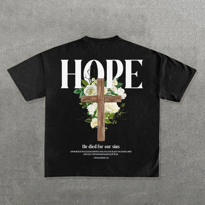 Christianartworkshop Hope Cross Print T-Shirt - Black - 2XL - image 0