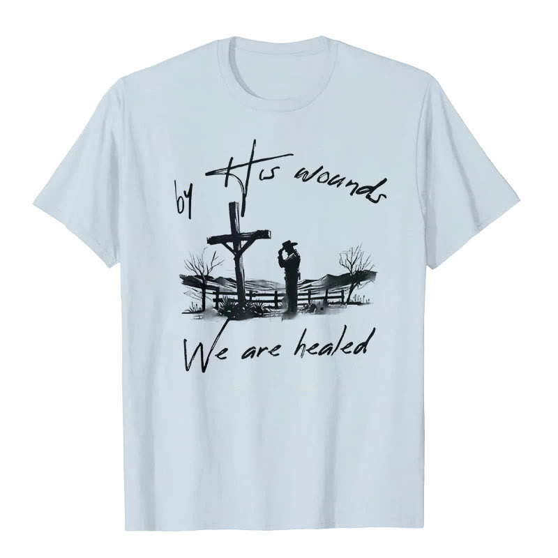 Christianartworkshop By His Wounds We are Healed T-Shirt - Blue - 2XL - image 3