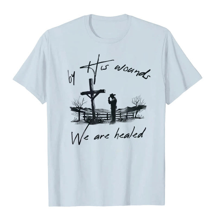 Christianartworkshop By His Wounds We are Healed T-Shirt - Blue - 2XL - image 3