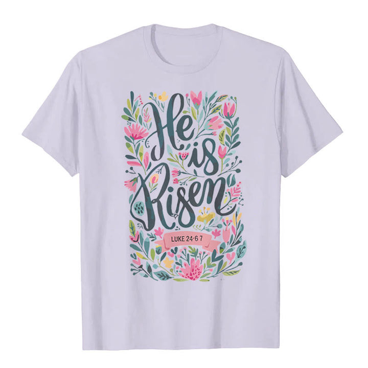 Christianartworkshop He Is Risen Floral Print Graphic T-Shirt - Purple - 2XL - image 7