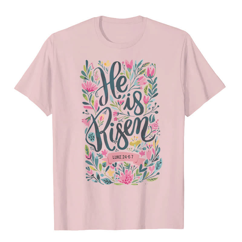 Christianartworkshop He Is Risen Floral Print Graphic T-Shirt - Pink - 2XL - image 4