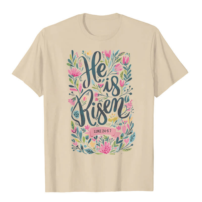 Christianartworkshop He Is Risen Floral Print Graphic T-Shirt - Beige - 2XL - image 2