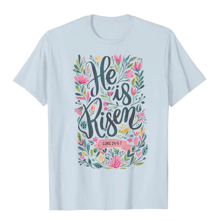 Christianartworkshop He Is Risen Floral Print Graphic T-Shirt - Blue - 2XL - image 3