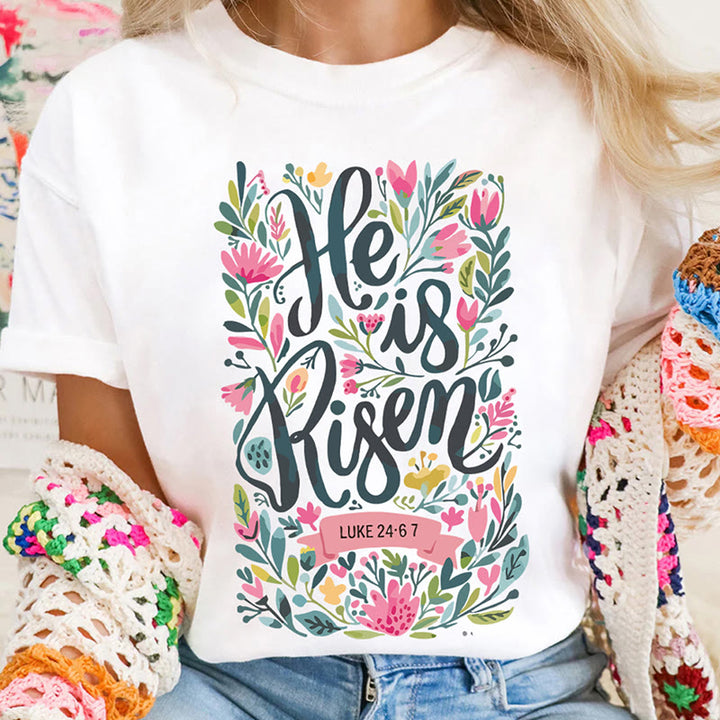 Christianartworkshop He Is Risen Floral Print Graphic T-Shirt - image 12