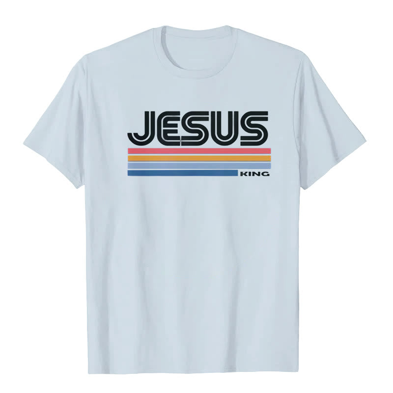 Christianartworkshop Retro Jesus King T-Shirt - Blue - 2XL - image 3