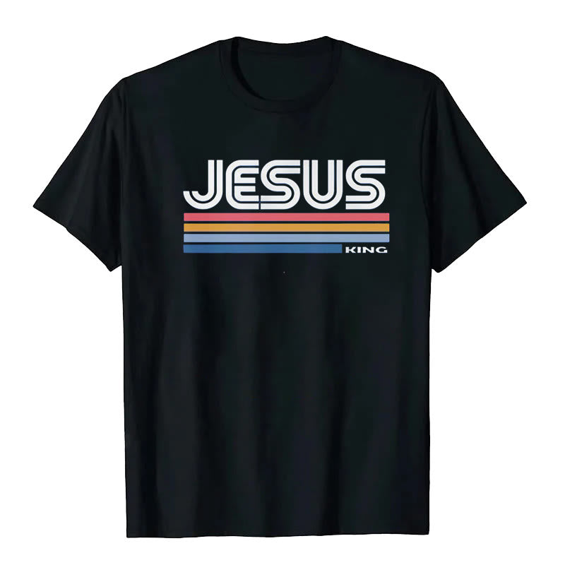 Christianartworkshop Retro Jesus King T-Shirt - Black - 2XL - image 1