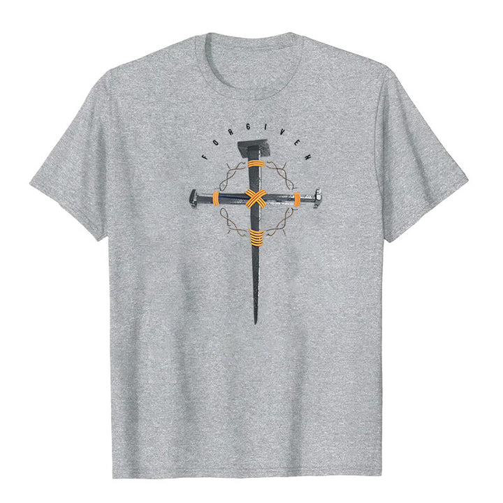 Christianartworkshop Forgiven Cross T-Shirt - Grey - 2XL - image 8