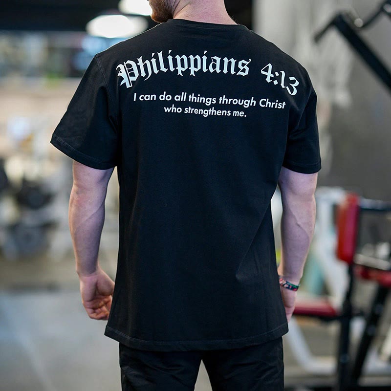 Christianartworkshop Philippians 4:13 "I Can Do All Things" Strength T-Shirt - image 0