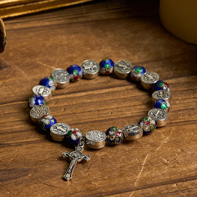 Christianartworkshop Handcrafted Blue Cloisonné Beads Divine Blessing Bracelet: A Symbol of Faith - image 1