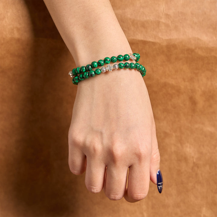 Christianartworkshop Green Malachite Beads Cross I Love Jesus Faith Rosary Bracelet - image 3