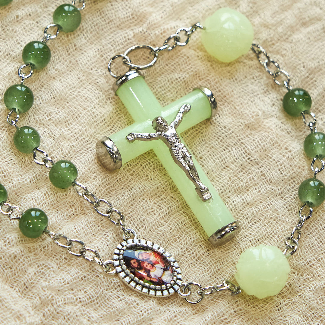 Christianartworkshop Glass & Luminous Rose Our Father Beads Glowing Faith Rosary: A Divine Companion - image 5