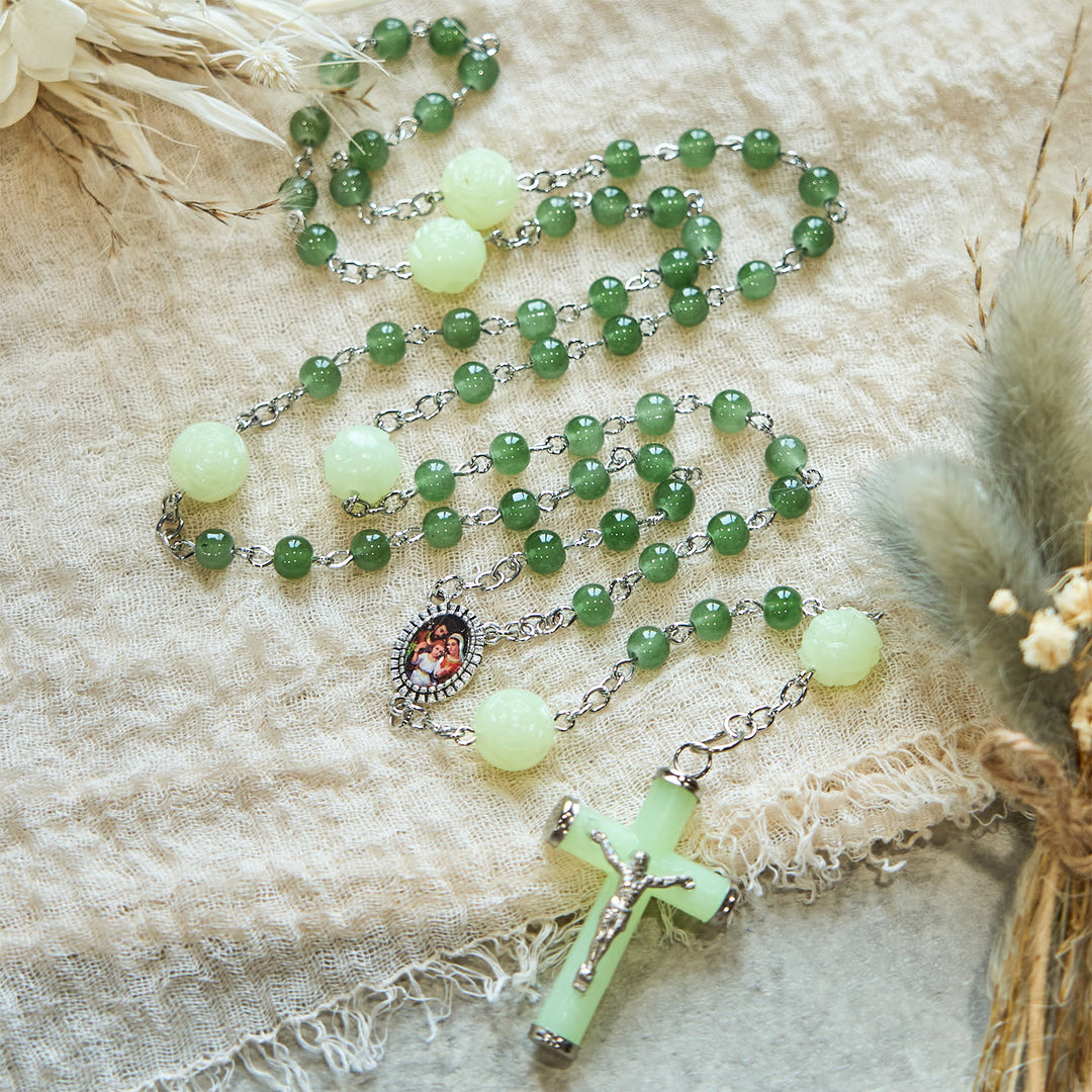 Christianartworkshop Glass & Luminous Rose Our Father Beads Glowing Faith Rosary: A Divine Companion - image 6