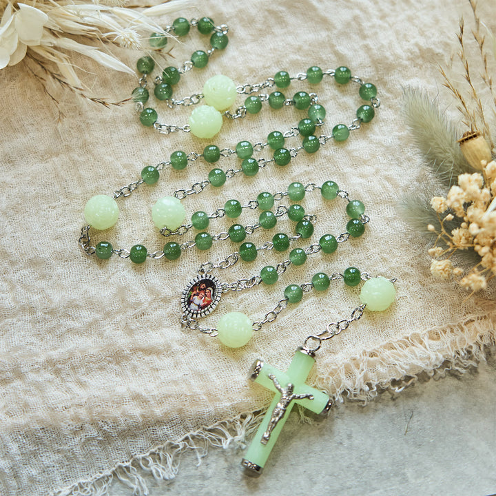 Christianartworkshop Glass & Luminous Rose Our Father Beads Glowing Faith Rosary: A Divine Companion - image 3