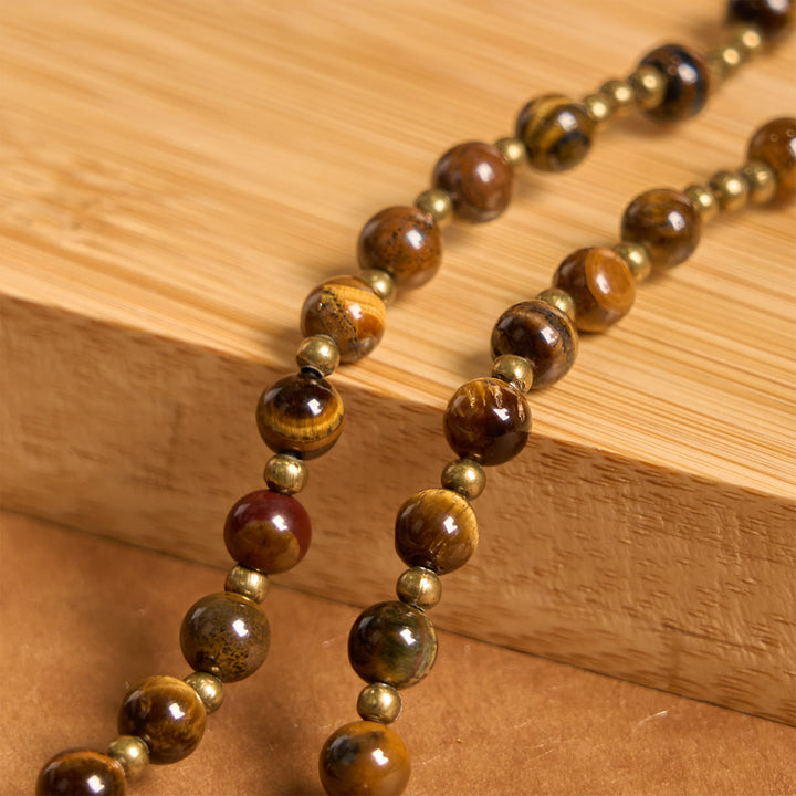 Christianartworkshop Handmade Tiger's Eye Stone Elastic Rosary Bracelet: A Dual - Purpose Spiritual Gem
