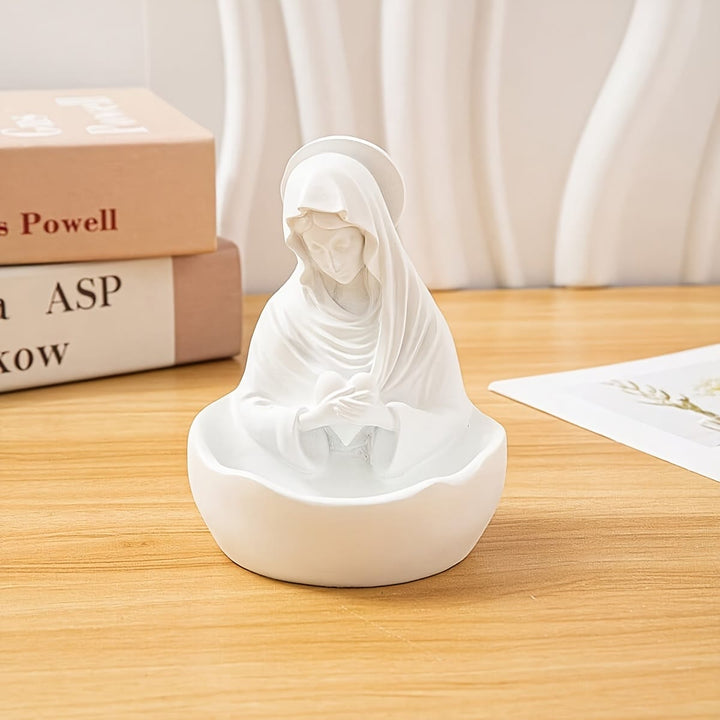 Christianartworkshop Our Lady White Resin Rosary Holder: Carrying the Beauty of Faith