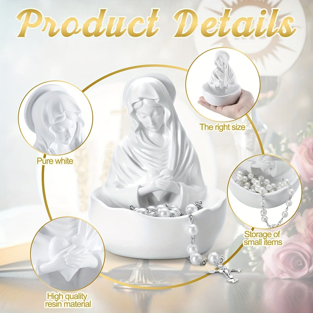 Christianartworkshop Our Lady White Resin Rosary Holder: Carrying the Beauty of Faith