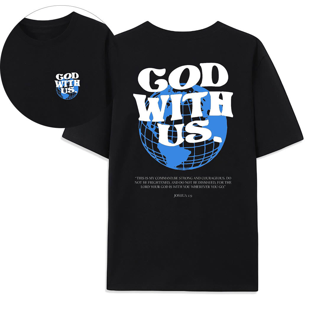 Christianartworkshop God With Us Cotton T-Shirt - Black - 2XL - image 3