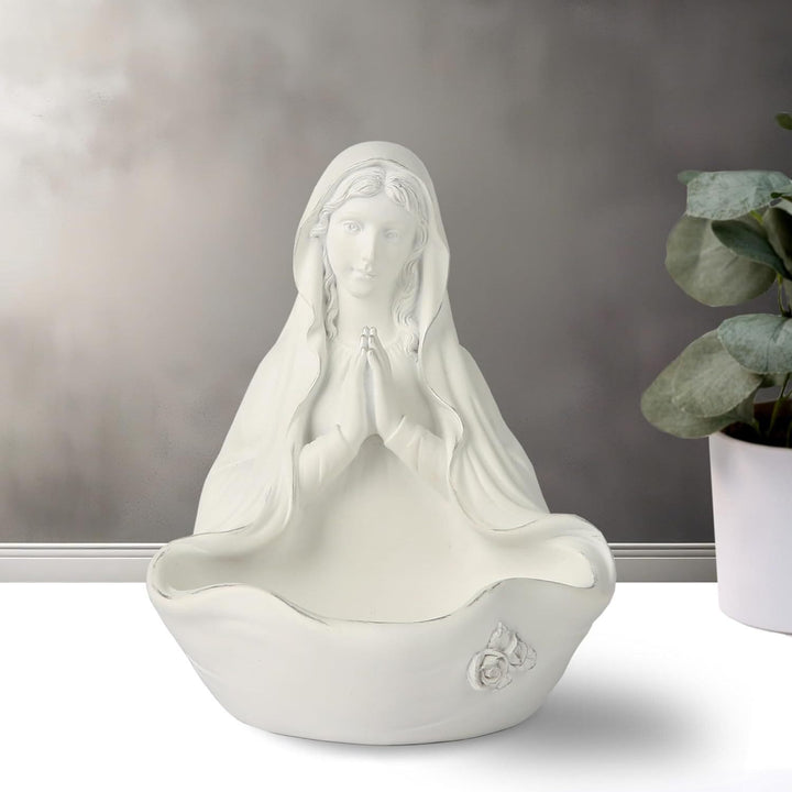 Christianartworkshop Our Lady white Rosary Holder: Embracing Tranquility with Divine Grace