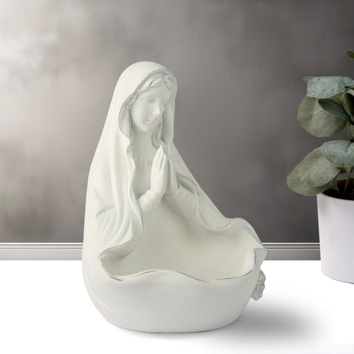 Christianartworkshop Our Lady white Rosary Holder: Embracing Tranquility with Divine Grace