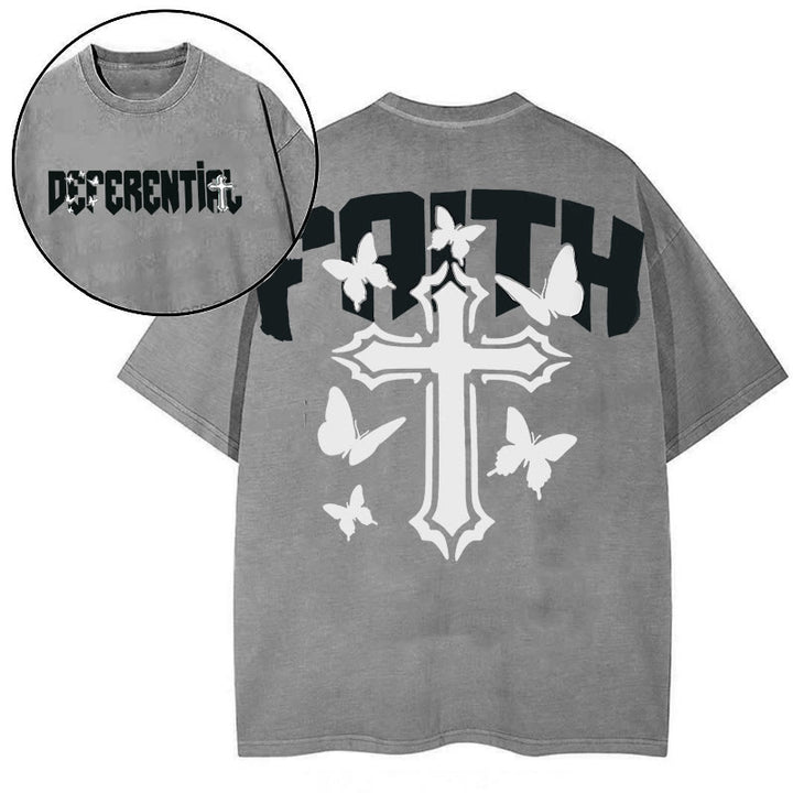 Christianartworkshop "FAITH" Short Sleeve T-shirt - Grey - 2XL - image 10