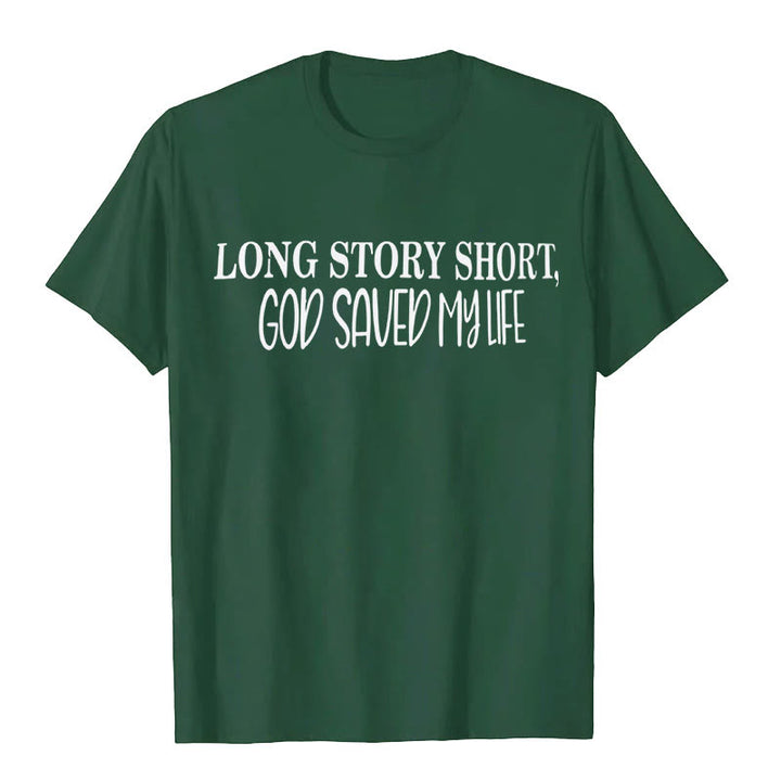 Christianartworkshop "LONG STORY SHORT, GOD SAVED MY LIFE" T-shirt - Dark Green - 2XL - image 6