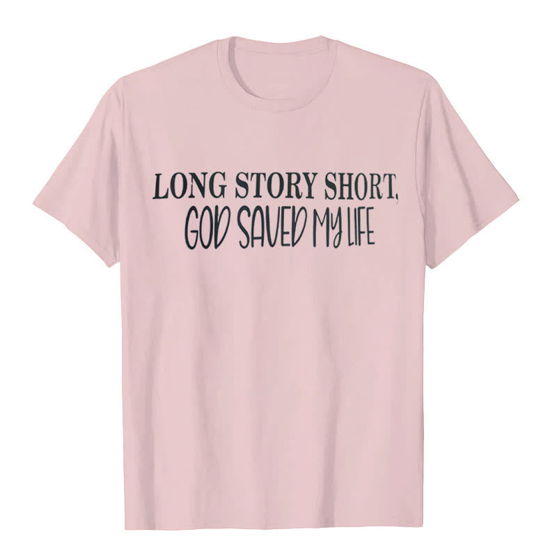 Christianartworkshop "LONG STORY SHORT, GOD SAVED MY LIFE" T-shirt - Pink - 2XL - image 4