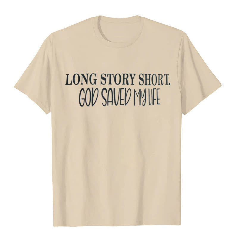 Christianartworkshop "LONG STORY SHORT, GOD SAVED MY LIFE" T-shirt - Beige - 2XL - image 2