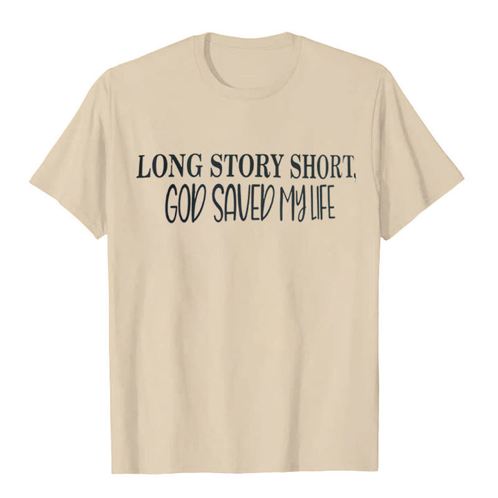 Christianartworkshop "LONG STORY SHORT, GOD SAVED MY LIFE" T-shirt - Beige - 2XL - image 2
