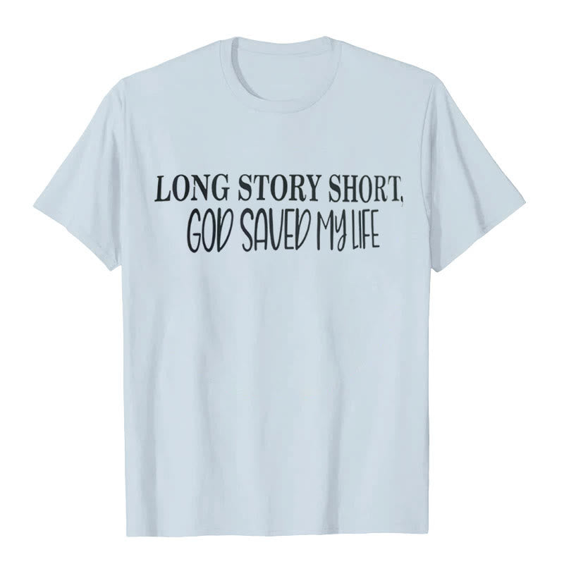 Christianartworkshop "LONG STORY SHORT, GOD SAVED MY LIFE" T-shirt - Blue - 2XL - image 3