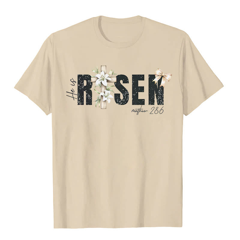 Christianartworkshop "He is RISEN" Short Sleeve T-shirt - Beige - 2XL - image 4
