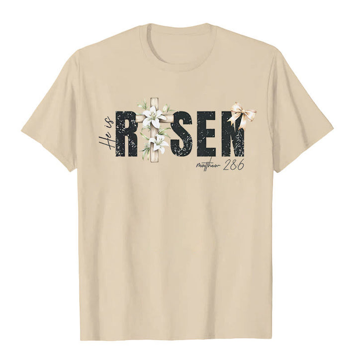 Christianartworkshop "He is RISEN" Short Sleeve T-shirt - Beige - 2XL - image 4