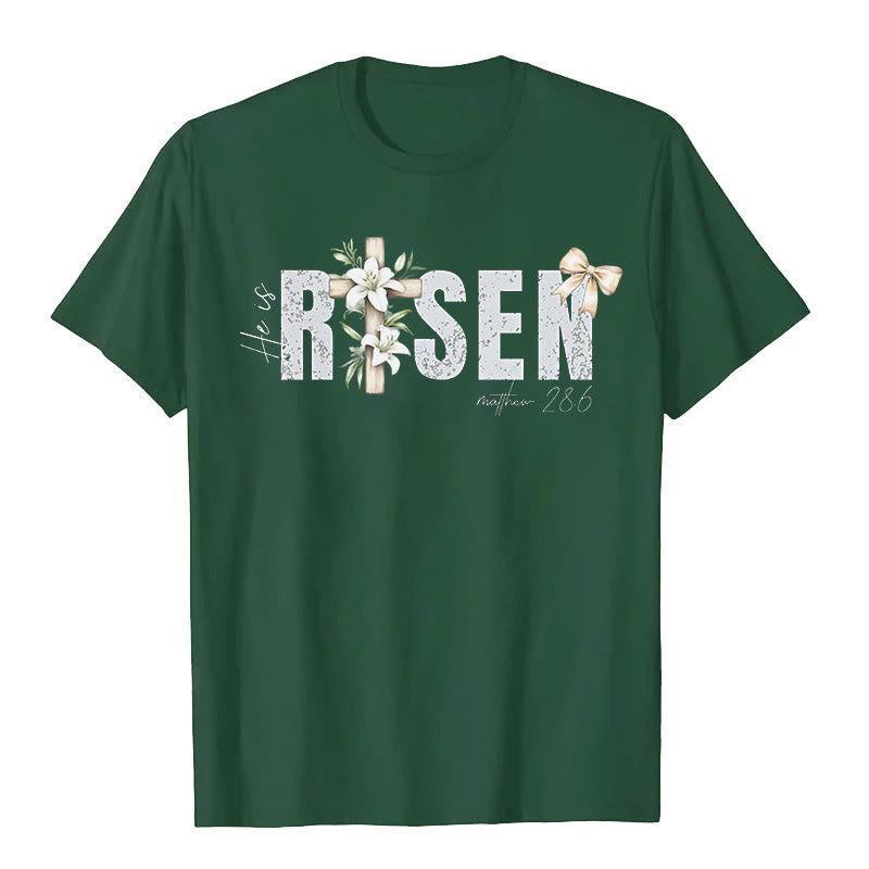 Christianartworkshop "He is RISEN" Short Sleeve T-shirt - Dark Green - 2XL - image 8