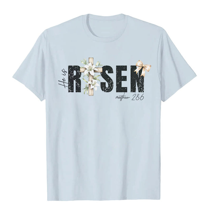 Christianartworkshop "He is RISEN" Short Sleeve T-shirt - Blue - 2XL - image 5