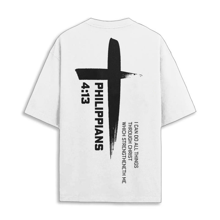 Christianartworkshop Philippians 4:13 Strength Cross T-Shirt