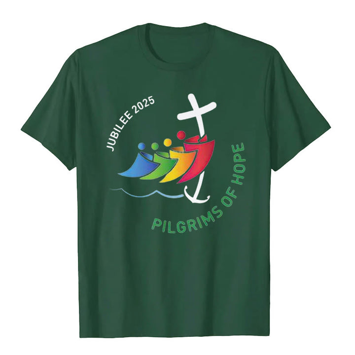 Christianartworkshop Jubilee 2025 - Pilgrims of Hope T-Shirt - Dark Green - 2XL - image 6