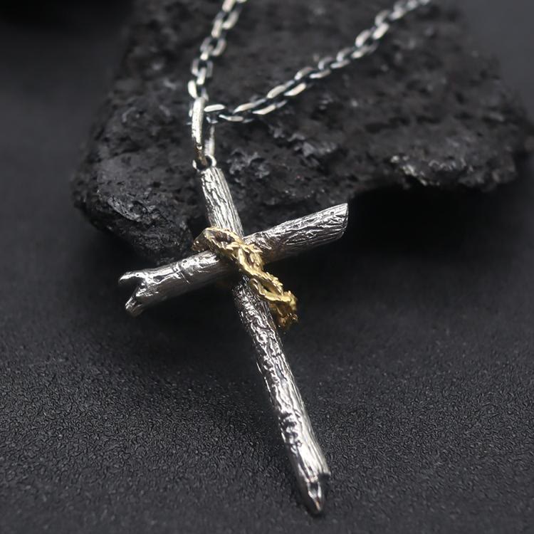 Christianartworkshop 925 Sterling Silver Cross of Thorns Necklace: A Symbol of Faith - 925 Sterling Silver - image 0