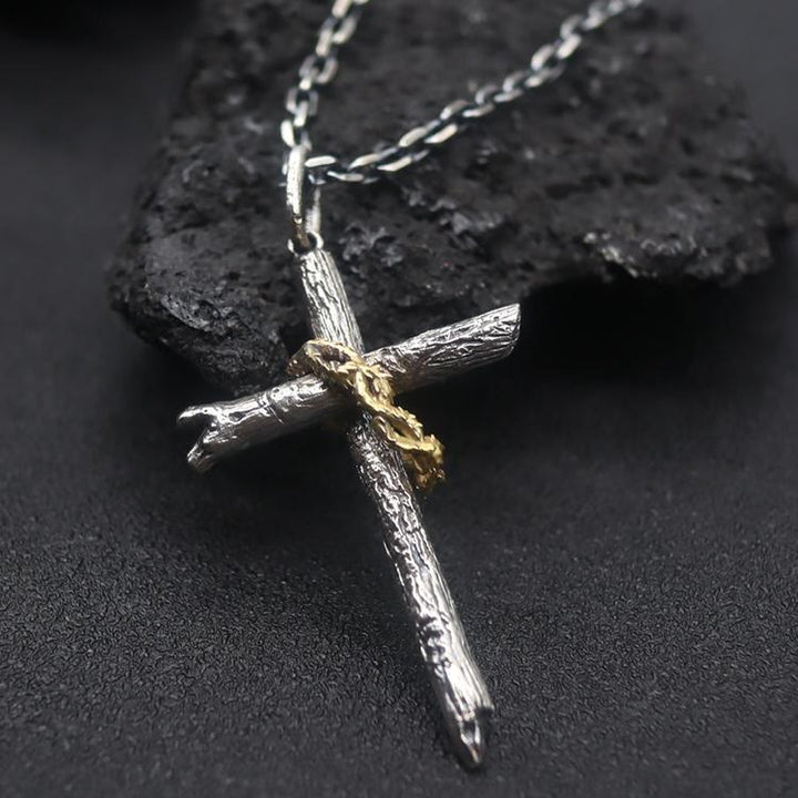 Christianartworkshop 925 Sterling Silver Cross of Thorns Necklace: A Symbol of Faith - 925 Sterling Silver - image 0